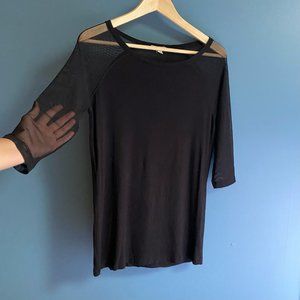 Black shirt with mesh 3/4 length sleeves